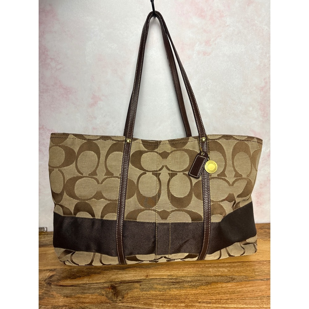 Coach Signature Stripe Tote #11099 Legacy Lining Signature C jacquard canvas